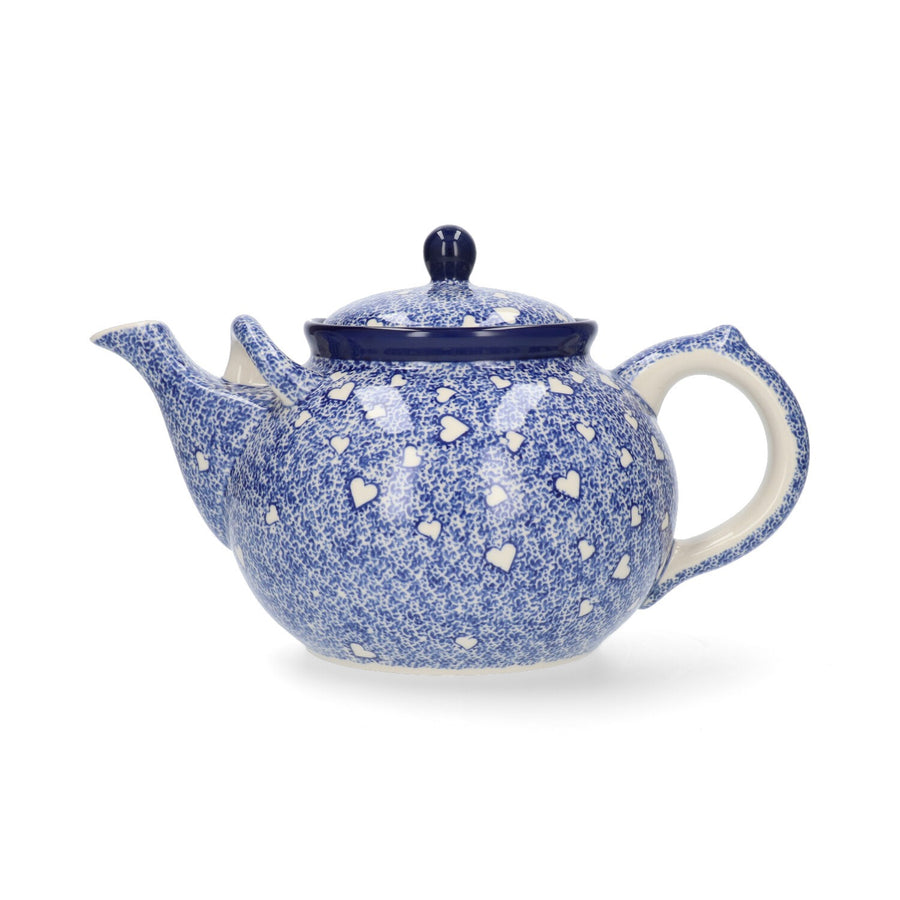 Theepot 2000 ml - White Hearts | Bunzlau Castle – Bunzlau Castle aardewerk Tante Rie Borne