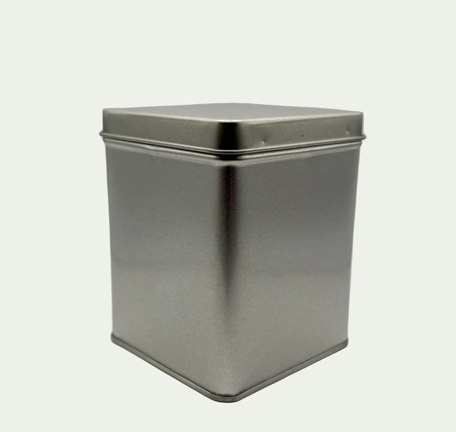 Zilver thee bewaarblik 100 gram voor losse thee van Tante Rie