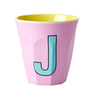 Rice Alfabet Beker - Middelgroot Alfabetbeker - Roze- J - Rice by Rice