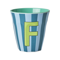 Rice Alfabet Beker Letter F Blauw - F - Stripes - Rice by Rice