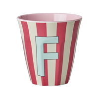 Rice Alfabet Beker Letter F Roze - F - Stripes - Rice by Rice