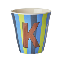 Rice Alfabet Beker Letter K Blauw - K - Stripes - Rice by Rice