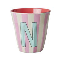 Rice Alfabet Beker Letter N Zacht roze - N - Stripes - Rice by Rice