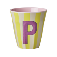 Rice Alfabet Beker Letter P Zacht geel - P - Stripes - Rice by Rice