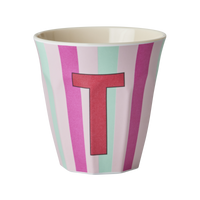 Rice Alfabet Beker Letter T Roze - T - Stripes - Rice by Rice