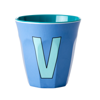 Rice Alfabet Beker Letter V Stoffig blauw - V - Rice by Rice